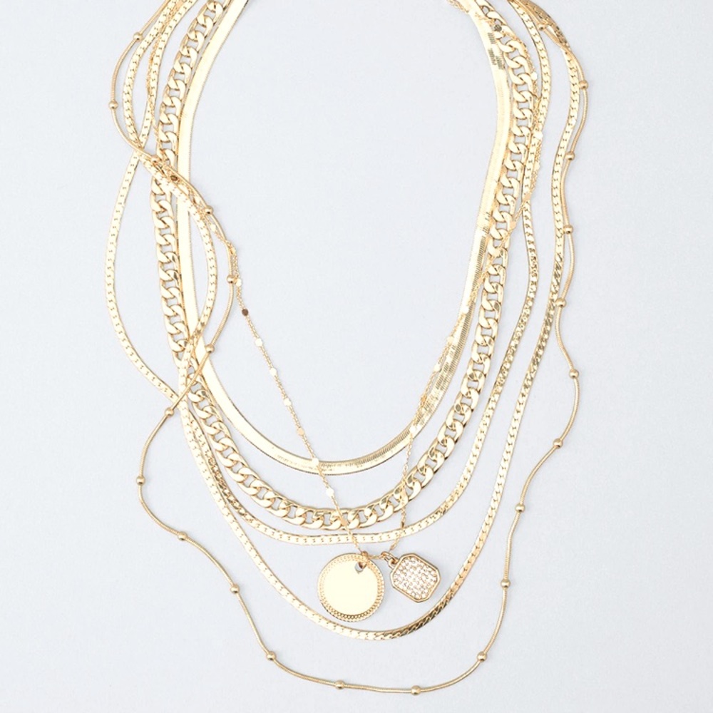 New WHBM Gold MULTI-STRAND NECKLACE